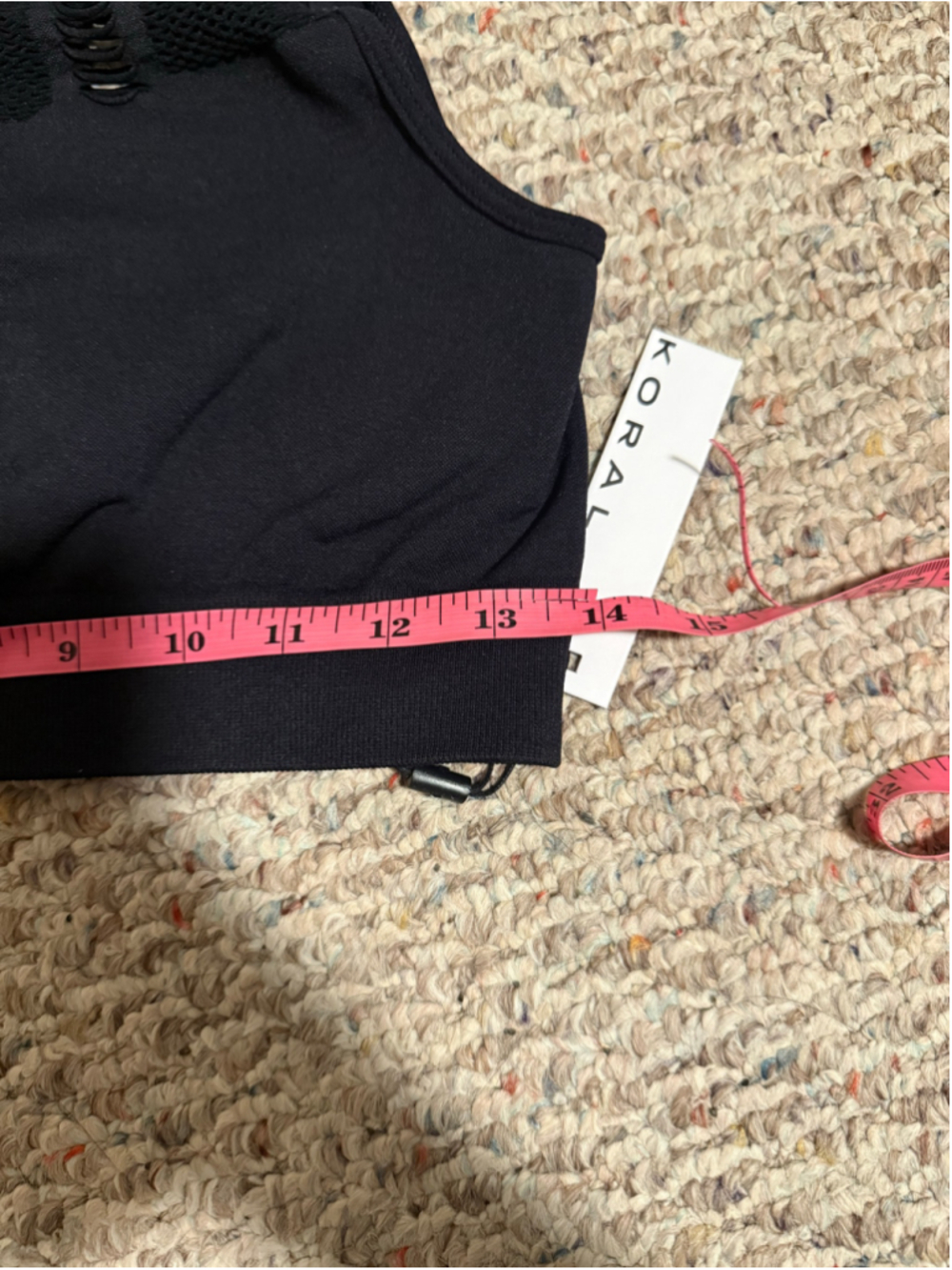 NWT Koral Nada Seamless Mesh Inset Black Sport Bra Top High Neck- Size Large - Picture 6 of 8